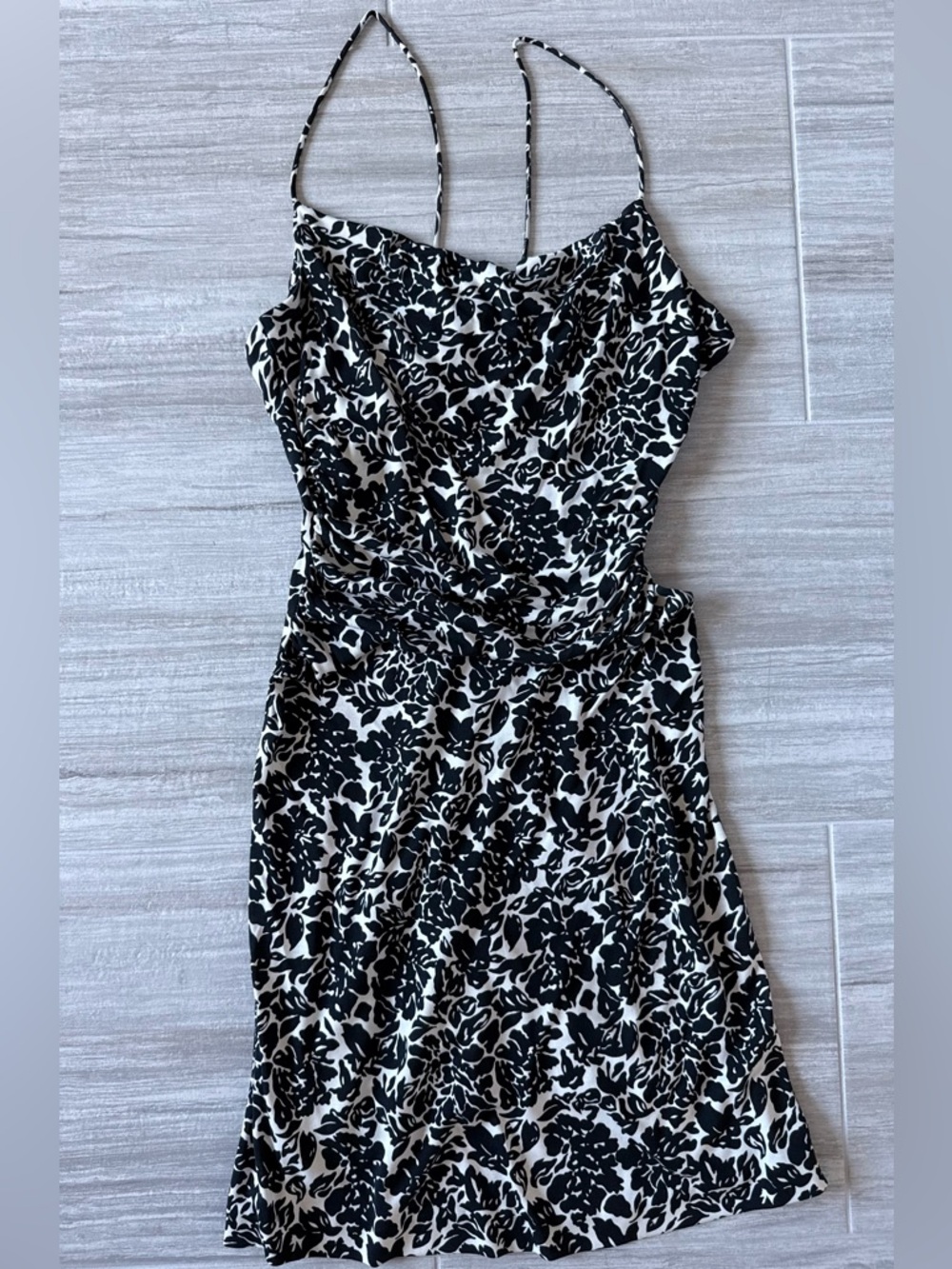 Diane Von Furstenberg Silk Black and White Floral Mini Dress